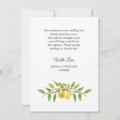 Lemons Blossom Greenery Floral Bedankkaart (Achterkant)