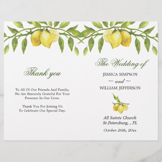 Lemons Blossom Greenery Folded Wedding (Voorkant)