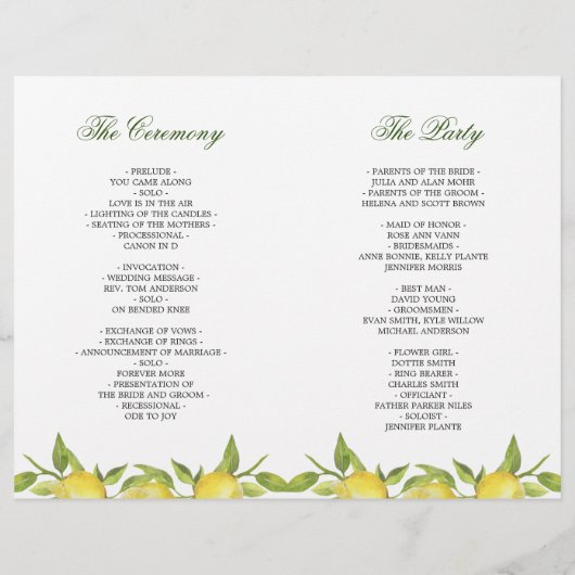 Lemons Blossom Greenery Folded Wedding (Achterkant)