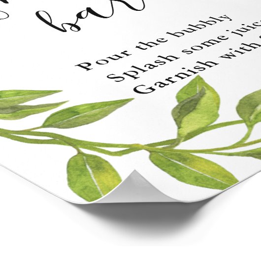 Lemons Blossom Greenery Mimosa Bar Sign Poster (Hoek)