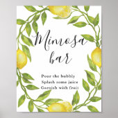 Lemons Blossom Greenery Mimosa Bar Sign Poster (Voorkant)