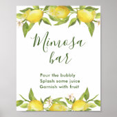 Lemons Blossom Greenery Mimosa Bar Sign Poster (Voorkant)