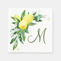 Lemons Blossom Greenery Monogram