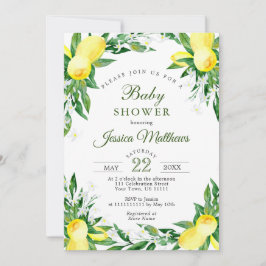 Lemons Blossom Greenery NEUTRAL Baby shower Kaart