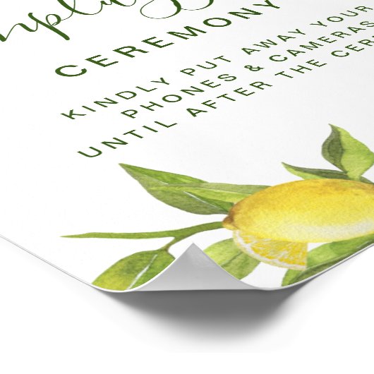 Lemons Blossom Greenery Unplugged Wedding Ceremony Poster (Hoek)