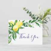 Lemons Blossom Greenery Waterverf Bedankkaart (Staand voorkant)