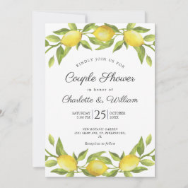 Lemons Blossom Greenery Waterverf Couple Shower Kaart