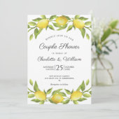 Lemons Blossom Greenery Waterverf Couple Shower Kaart (Staand voorkant)