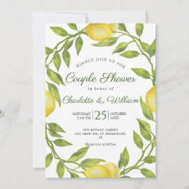 Lemons Blossom Greenery Waterverf Couple Shower Kaart