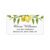 Lemons Blossom Greenery Waterverf Elegant Chic Etiket (Voorkant)