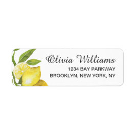 Lemons Blossom Greenery Waterverf Return Address Etiket