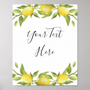 Lemons Blossom Greenery Waterverf Sign Poster