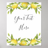 Lemons Blossom Greenery Waterverf Sign Poster (Voorkant)