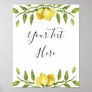 Lemons Blossom Greenery Waterverf Sign Poster
