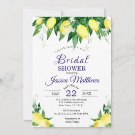 Lemons Blossom Greenery Waterverf Vrijgezellenfees Kaart