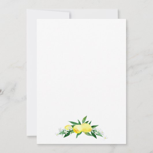 Lemons Blossom Greenery Waterverf Vrijgezellenfees Kaart (Achterkant)