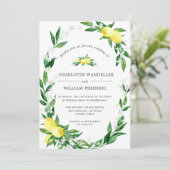 Lemons Blossom Greenery Waterverf Wedding Kaart (Staand voorkant)