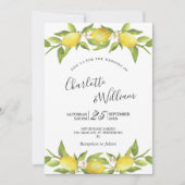 Lemons Blossom Greenery Waterverf Wedding Kaart (Voorkant)