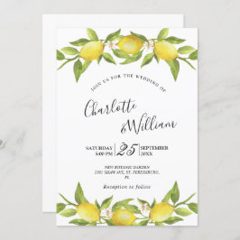 Lemons Blossom Greenery Waterverf Wedding Kaart
