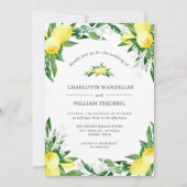 Lemons Blossom Greenery Waterverf Wedding Kaart (Voorkant)