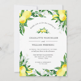 Lemons Blossom Greenery Waterverf Wedding Kaart