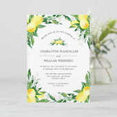 Lemons Blossom Greenery Waterverf Wedding Kaart (Staand voorkant)