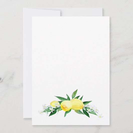Lemons Blossom Greenery Waterverf Wedding Kaart (Achterkant)