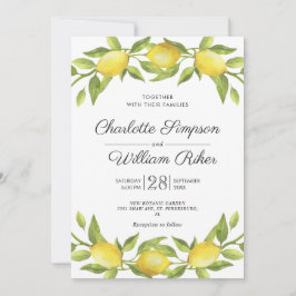 Lemons Blossom Greenery Waterverf Wedding Kaart