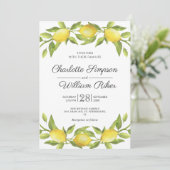 Lemons Blossom Greenery Waterverf Wedding Kaart (Staand voorkant)