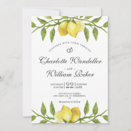 Lemons Blossom Greenery Waterverf Wedding Kaart