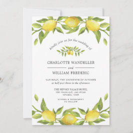Lemons Blossom Greenery Waterverf Wedding Kaart