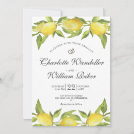 Lemons Blossom Greenery Waterverf Wedding Kaart
