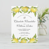 Lemons Blossom Greenery Waterverf Wedding Kaart (Staand voorkant)