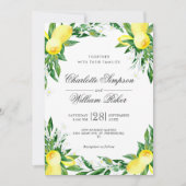 Lemons Blossom Greenery Waterverf Wedding Kaart (Voorkant)