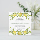 Lemons Blossom Greenery Waterverf Wedding Kaart (Staand voorkant)