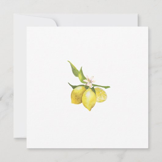 Lemons Blossom Greenery Waterverf Wedding Kaart (Achterkant)