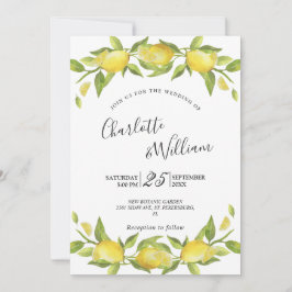 Lemons Blossom Greenery Waterverf Wedding Kaart