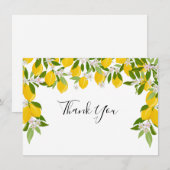 Lemons Blossom Greenery Wedding Bedankkaart (Voorkant / Achterkant)