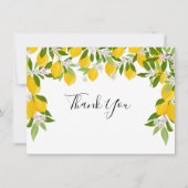 Lemons Blossom Greenery Wedding Bedankkaart (Voorkant)
