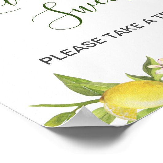 Lemons Blossom Greenery Wedding Dessert Bar Poster (Hoek)