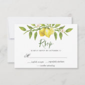 Lemons Blossom Greenery Wedding RSVP Kaart (Voorkant)
