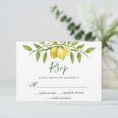 Lemons Blossom Greenery Wedding RSVP Kaart (Staand voorkant)
