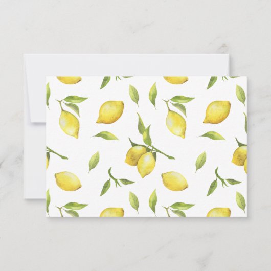 Lemons Blossom Greenery Wedding RSVP Kaart (Achterkant)
