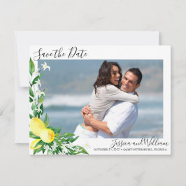 Lemons Blossom Photo Wedding Save the Date Kaart