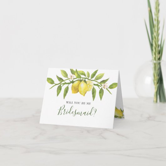 Lemons Blossom Rustic, word je Bridesmaid? Kaart (Voorkant)
