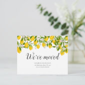 Lemons Blossom We hebben een nieuw adres verplaats Aankondigingskaart (Staand voorkant)
