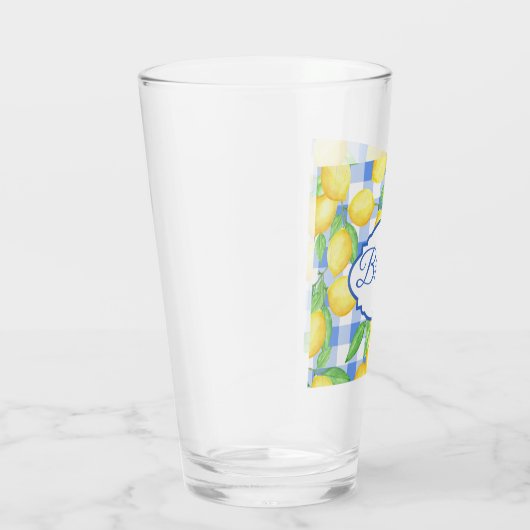 Lemons & Blue Gingham gepersonaliseerd glas (Rechts)