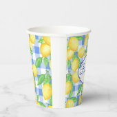 Lemons & Blue Gingham gepersonaliseerd glas Papieren Bekers (Rechts)