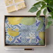 Lemons Blue n White Farmhouse Decoupage Tissuepapier (Geschenk)