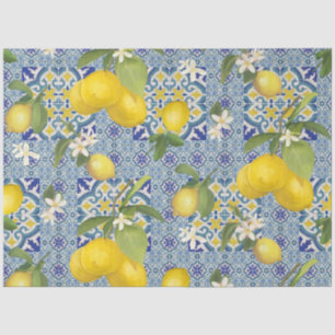 Lemons Blue n White Farmhouse Decoupage Tissuepapier